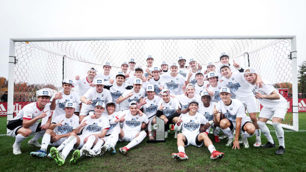 Oct. 29, 2023. The Indiana men's soccer team poses for a photo after beating Rutgers 4-1. The Hoosiers won a share of the Big Ten regular-season title.